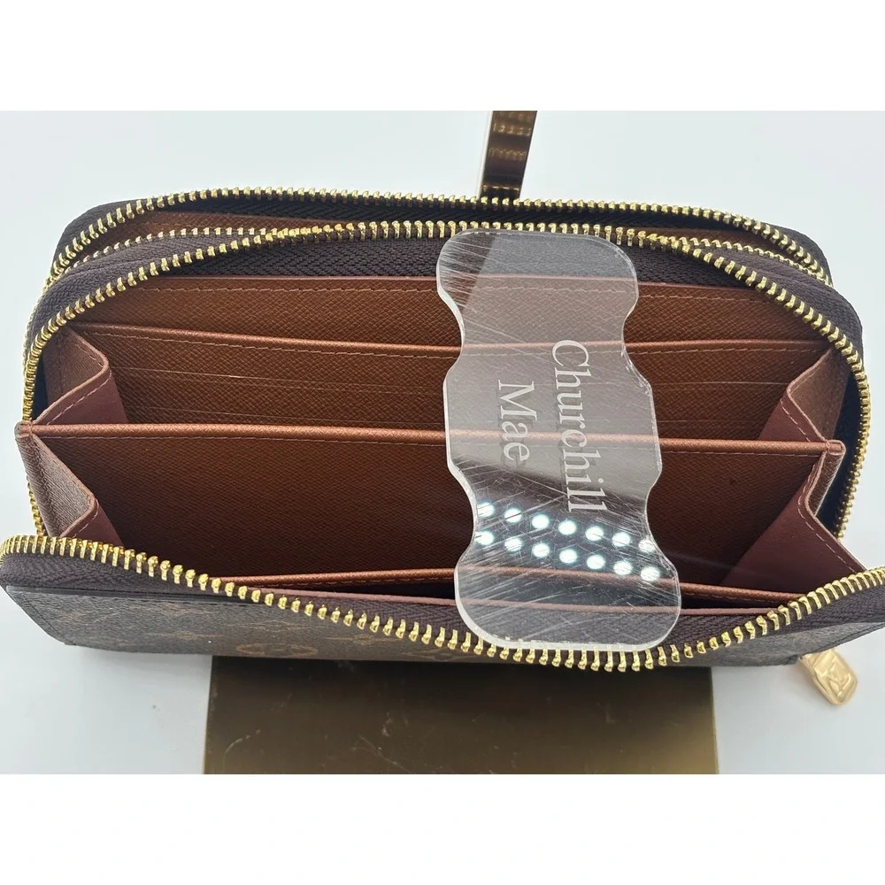 Louis Vuitton Zippy Organizer Unisex Brown Monogram Double Zip Wallet